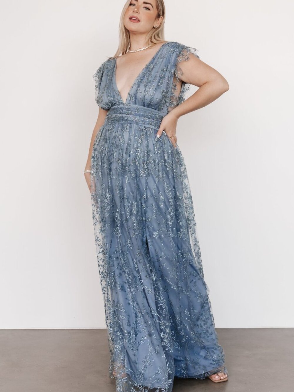 Arlene Shimmer Gown Winter Blue size 14 Never worn Mother of bride/groom - Picture 2 of 2